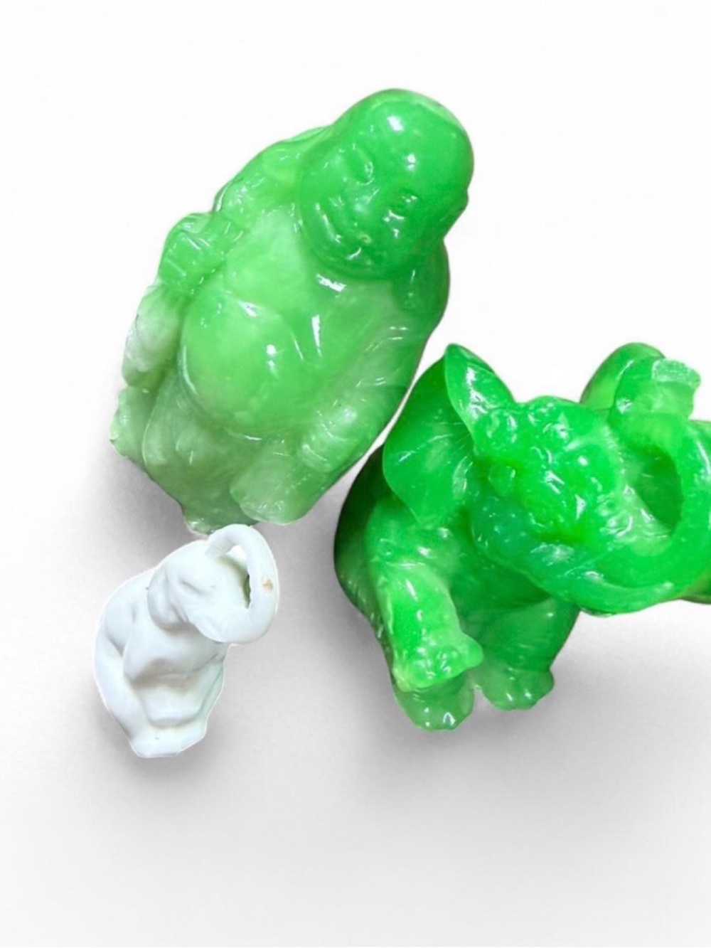 Vintage Faux Jade Figurine Set – Buddha & Elephant